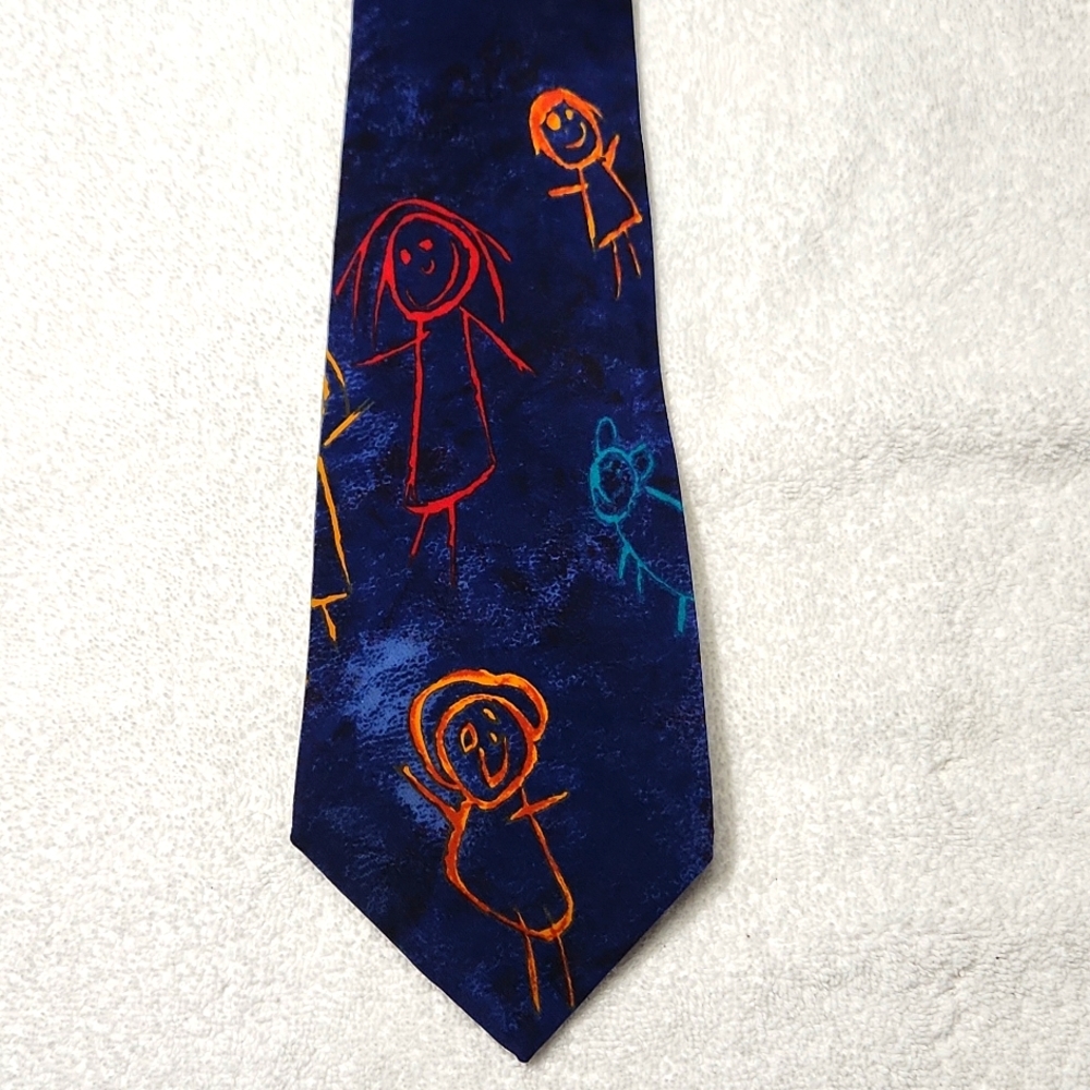 NEW.  MEN'S SAVE THE CHILDREN'S SUN & STICK PEOPLE TIE-MANHATTAN MENSWEAR GROUP